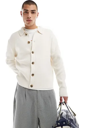 Cotton On Cotton On grandpa knitted cardigan in off