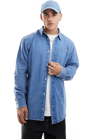 JACK & JONES Oversized denim shirt in mid wash