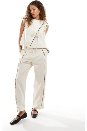 Ghospell Raw edge trouser co-ord in beige