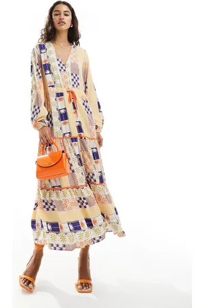 Never Fully Dressed Contrast trim maxi dress in sunshine print