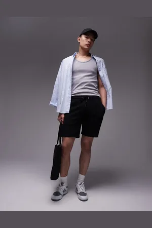 Topman Classic fit jersey short with raw hem in