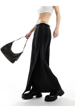 COLLUSION Satin wrap slip skirt with tie waist in