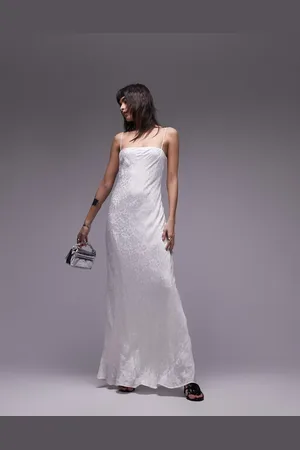 Topshop Jacquard maxi slip dress in