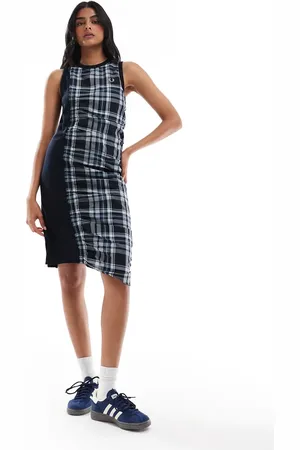 Fred Perry Ruched tartan check dress in