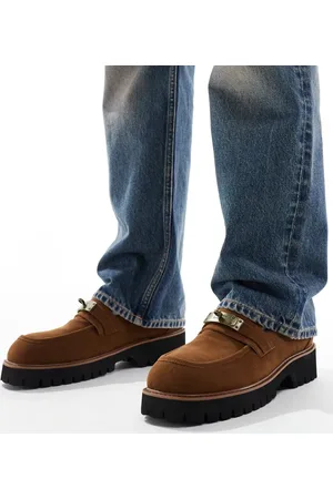 ASOS Chunky loafers in tan and white