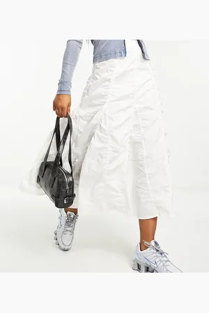COLLUSION Western tiered ruched maxi skirt in