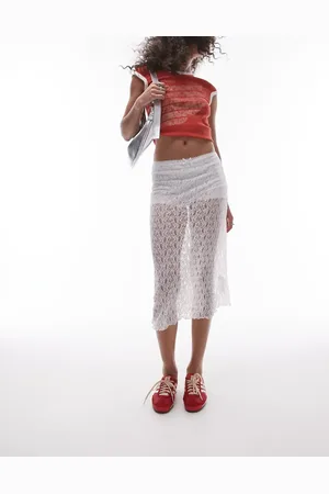 Topshop Lace midi skirt in