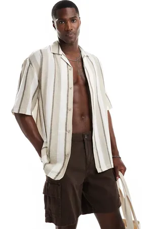 Pull&Bear Brown stripe shirt in beige