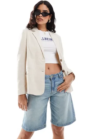 Miss Selfridge Linen relaxed fit blazer in natural slub