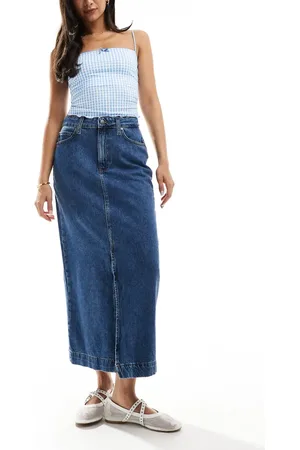 Barbour Denim midi skirt in mid wash