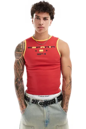 COLLUSION Festival vintage sports vest in with Espania print