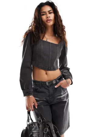 Lee Long sve denim corset top in washed