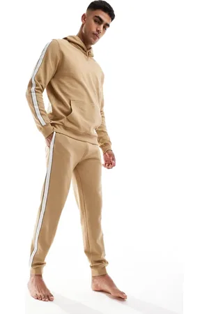 Tommy Hilfiger Lounge hoodie in beige with white stripe
