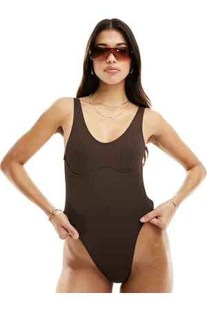 Candypants Ribbed underwire swimsuit in dark