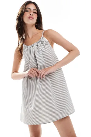 ASOS Chuck on trapeze mini dress in grey stripe