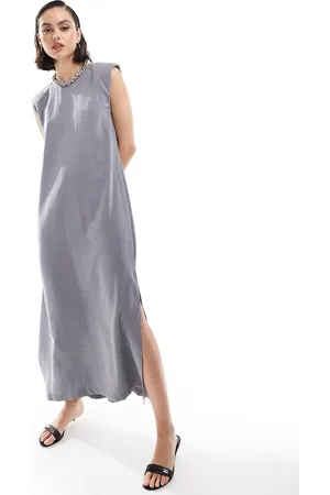 ASOS Sleeveless shoulder Pad T-shirt midi Dress in