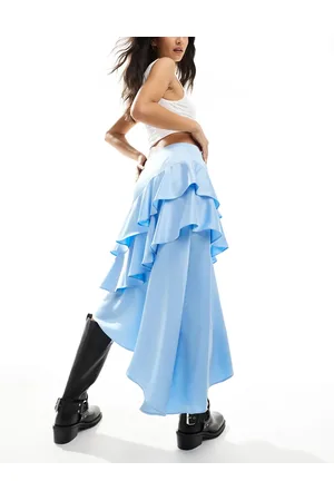 Labelrail X Olivia Grace Herring tiered satin midi skirt in