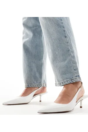 ASOS Sharp slingback chain detail kitten heeled shoes in