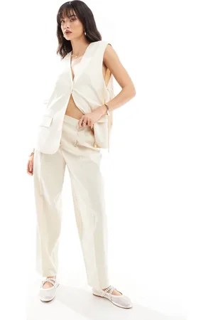SELECTED Femme co-ord barrel fit trousers in beige