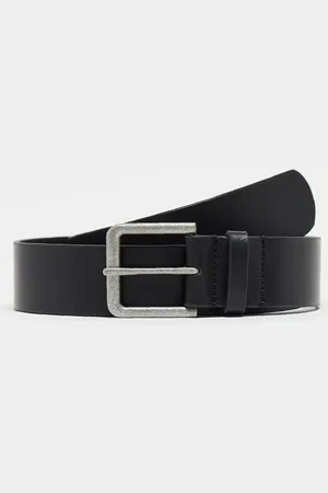 ASOS Smart leather belt with burnished silver buckle in