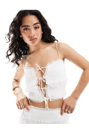 Bershka Shirred tie front top co-ord in