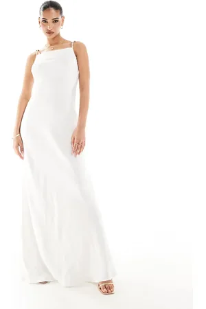 MANGO Metal gold straps maxi dress in