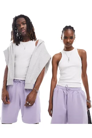 Weekday Unisex jersey shorts in lilac exclusive to ASOS