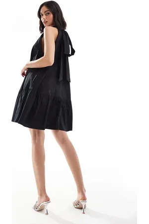 & OTHER STORIES Sleeveless mini dress with tiered hem and back bow tie in