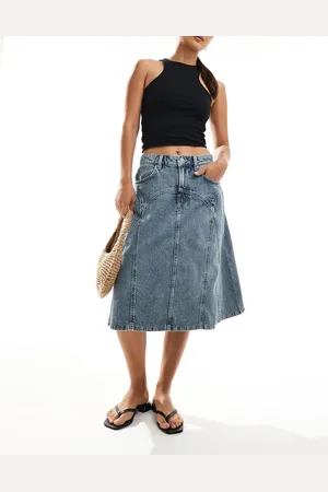 Cotton On Cotton On seam detail awkward length midi denim skirt in crush