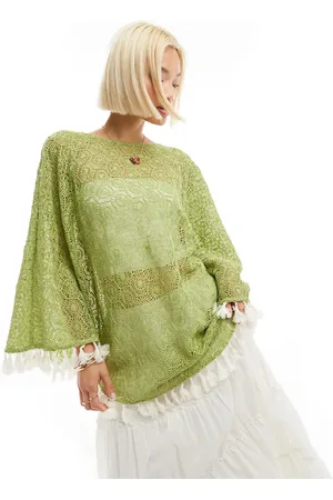 Labelrail X Olivia Grace Herring crochet tassle poncho in