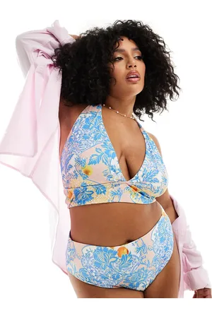 ASOS Curve Hailey high apex triangle bikini top in baroque