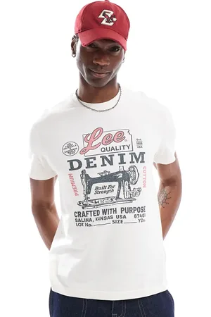 Lee Denim sewing logo print t-shirt in off