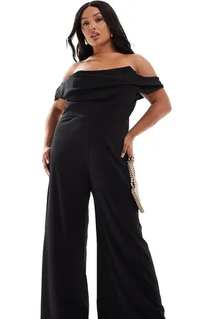 ASOS ASOS DESIGN Curve off shoulder structured neckline jumpsuit in