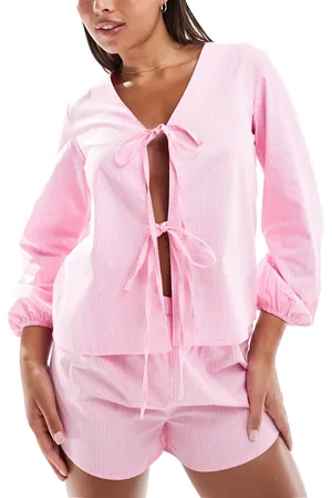 Luna Tie pyjama top in baby stripe