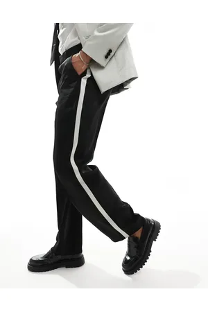 ASOS Wide tuxedo suit trouser in and silver
