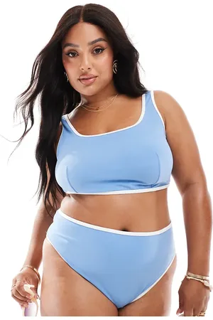 ASOS Curve contrast binding crop bikini top in dusty