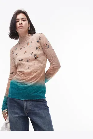 Topshop Beach landscape long sleeve top in