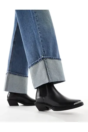 ASOS Aruba flat western boots with toe cap detail in