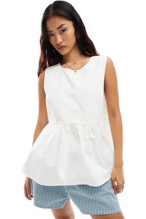 VILA Sleeveless cotton poplin top in