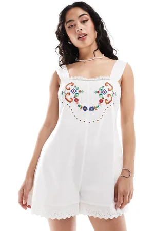 ASOS Picnic playsuit with embroidery in