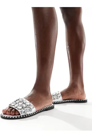 AZALEA WANG Kizzie jewel embellished sandals in metallic