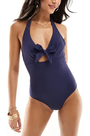 & OTHER STORIES Halter neck swimsuit with bow detail in
