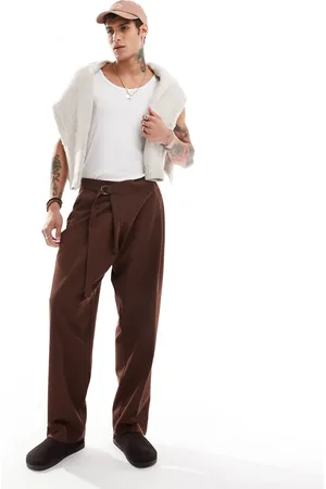 ASOS Smart wide leg trousers with crossover side belt in