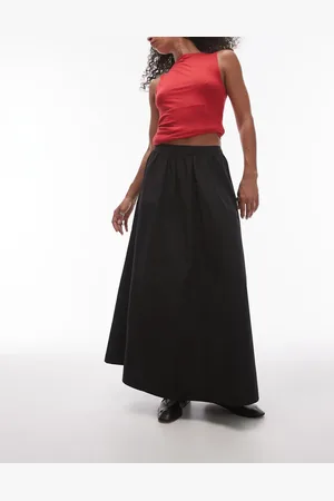 Topshop Poplin midi full skirt in