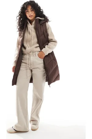 Threadbare Longline padded gilet with hood in