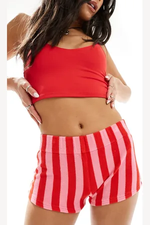 Labelrail X Olivia Grace Herring low-rise striped towelling shorts in and pink