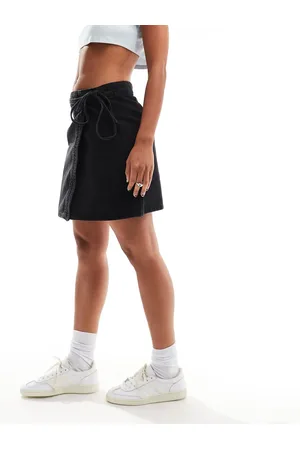 ONLY Wrap tie denim skirt in wash