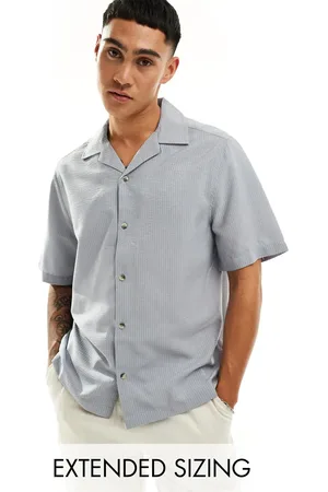 ASOS Short sleeve relaxed fit revere collar textured shirt in dusty