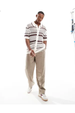 Cotton On Cotton On pablo short sleeve knitted shirt in cream stripe