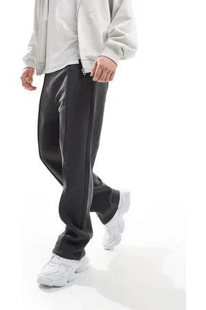 Bershka Wide leg pintuck jogger in charcoal